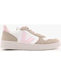 Veja - V-10 Chromefree Leather Extra White Petale Sahara Trainers - Lyst