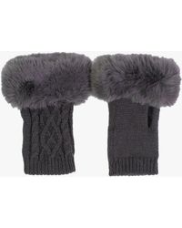 Daniel - Grey Faux Fur Fingerless Gloves - Lyst