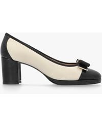 Daniel - Paige White Leather Block Heel Court Shoes - Lyst