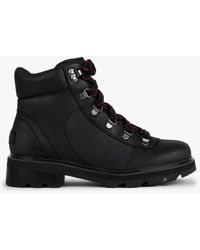 Sorel - Lennox Black Leather Hiker Stkd Waterproof Boots - Lyst