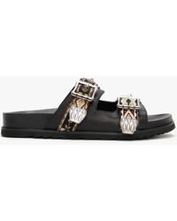 Ash Ulysse Two Strap Black Leather Mules