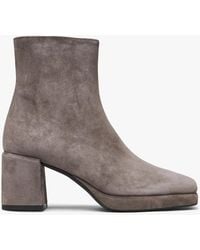 Daniel - Salima Grey Suede Block Heel Ankle Boots - Lyst