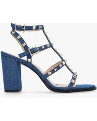 Daniel - Pitter Denim Studded Block Heeled Sandals - Lyst