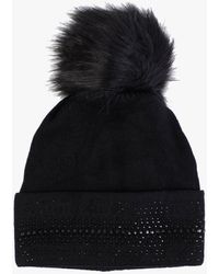 Daniel - Black Knitted Embellished Pom Pom Hat - Lyst