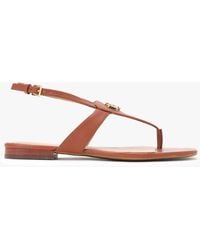 Ralph Lauren - Everley Lauren Tan Calfskin Leather Toe Post Sandals - Lyst