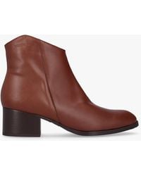 Wonders - Triton Brown Leather Block Heel Ankle Boots - Lyst