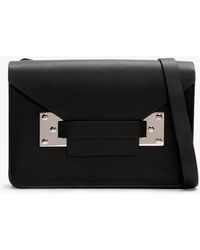 Sophie Hulme Mini Milner Black Leather Silver Hardware Satchel Bag