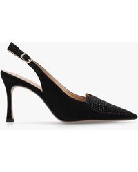 Daniel - Elove Black Suede Crystal Heart Toe Cap Heeled Sling Backs - Lyst