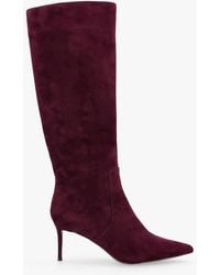 Daniel - Saffia Burgundy Suede Slim Heel Knee Boots - Lyst