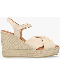 Daniel - Kimberly Cream Leather Knotted Wedge Espadrille Sandals - Lyst