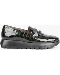 Wonders - Hermes Khaki Patent Leather Moc Croc Loafers - Lyst