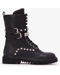 Daniel - Ella Black Leather Embellished Tall Ankle Boots - Lyst