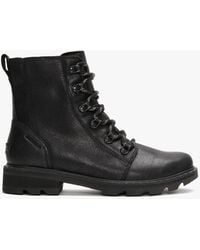 Sorel - Lennox Lace Black Leather Ankle Boots - Lyst