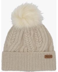 Barbour - Elsdon Eggshell Cable Knit Beanie Hat - Lyst