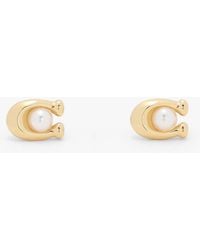 COACH - Pearl C Stud Earrings - Lyst