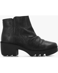 Fly London - Tulp Rouched Block Heel Ankle Boots - Lyst