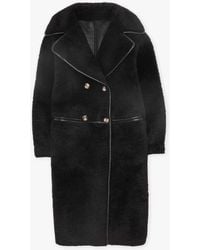 Oakwood - Tilda Black Shearling Style Longline Coat - Lyst