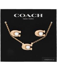COACH - Pearl C Stud & Necklace Set - Lyst