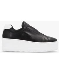 Daniel - Tred Black Smooth Leather Laceless Flatform Trainers - Lyst