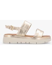 Moda In Pelle - Netty Champagne Leather Chunky Sandals - Lyst