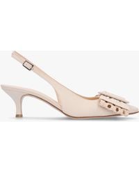Daniel - Galina Cream Leather Raffia Bow Heeled Sling Backs - Lyst