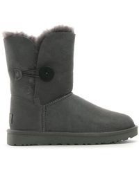 UGG Bailey Button Bomber Grey Leather in Gray - Lyst