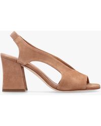 Daniel - Scoop Tan Suede Cut Away Shaped Heel Sandals - Lyst