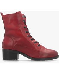 Moda In Pelle - Bezzie Red Leather Block Heel Ankle Boots - Lyst