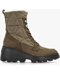 Wonders - Toronto Khaki Suede & Nylon Wedge Ankle Boots - Lyst