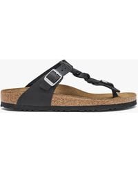 Birkenstock - Gizeh Braided Black Oiled Leather Toe Post Sandals - Lyst