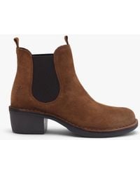 Fly London - Meme Tobacco Suede Block Heel Chelsea Boots - Lyst