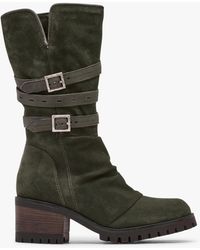 Moda In Pelle - Brendie Khaki Suede Block Heel Calf Boots - Lyst