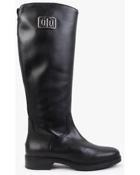 Tommy Hilfiger Hardware Black Leather Knee Boots