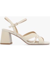 Daniel - Savery Cream Leather Mid-Block Heel Sandals - Lyst