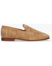 Alpe - Irvine Beige Suede Studded Loafers - Lyst