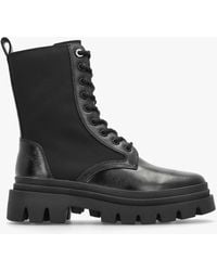 Daniel - Emily Black Leather & Textile Biker Boots - Lyst