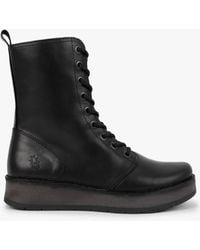 Fly London - Rami Black Leather Lace Up Ankle Boots - Lyst