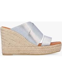 Daniel - Khloe Silver Cross Strap Wedge Espadrille Mules - Lyst