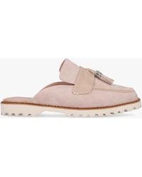Moda In Pelle - Etana Stone Suede Backless Loafers - Lyst
