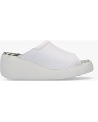 Fly London - Doli White Leather Wedge Mules - Lyst