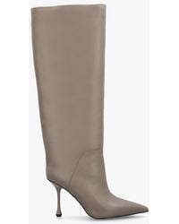 Daniel - Elodie Taupe Leather Sculpted Heel Knee Boots - Lyst