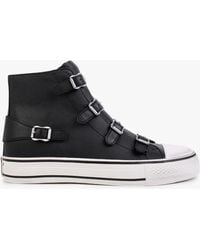 Ash - Virgin Black Leather Buckled High Top Trainers - Lyst