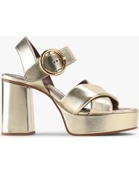 See By Chloé - Lyna Light Gold Leather Platform Sandals - Lyst