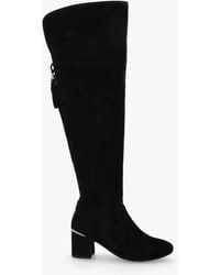 Moda In Pelle - Retta Black Suede Block Heel Over The Knee Boots - Lyst