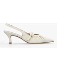 Daniel - Nouche Cream Leather Rouched Kitten Heel Sling Backs - Lyst