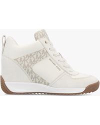 Michael Kors - Nikko S2 Vanilla Leather & Suede Wedge Trainers - Lyst