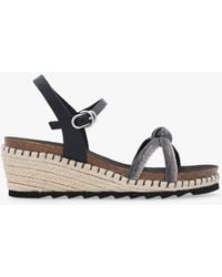Daniel - Iknot Diamante Knot Black Leather Low Wedge Sandals - Lyst