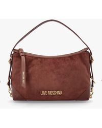 Love Moschino - Tan Suedette Top Zip Shoulder Bag - Lyst
