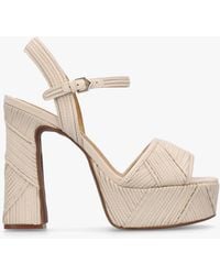 Daniel - Capri Cream Leather Stitch Detail Platform Heeled Sandals - Lyst