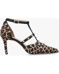 Daniel - Poltiff Leopard Pony Hair Studded T-Bar Court Shoes - Lyst
